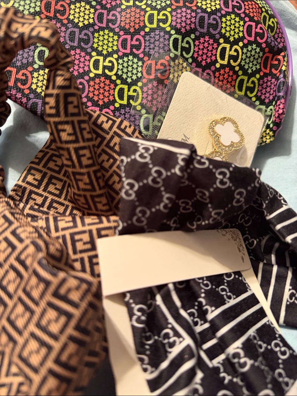 Cosmetic bag with hair accessories
